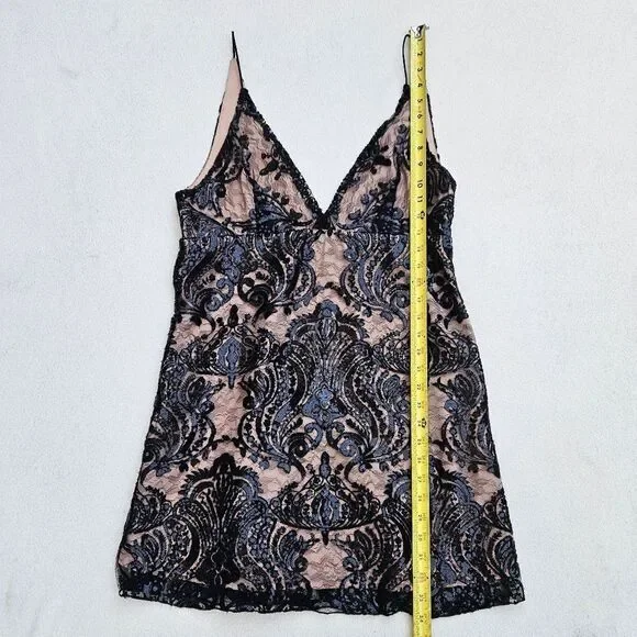 Free People Night Shimmers Lace Sequined Beige and Black Dress - Picture 5 of 15